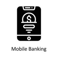móvil bancario vector sólido icono diseño ilustración. seo y web símbolo en blanco antecedentes eps 10 archivo
