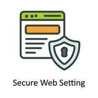 Secure Web Setting  Vector Fill outline Icon Design illustration. Seo and web Symbol on White background EPS 10 File