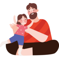 fathers day, dad and daughter icon isolated png