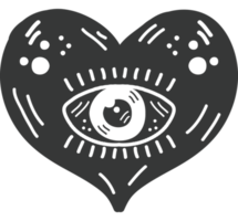 cœur avec œil ésotérique incolore icône isolé png