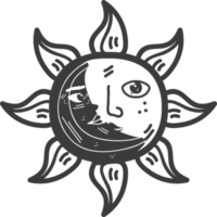 sun and moon esoteric colorless icon isolated png