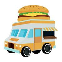 comida camión de hamburguesa icono blanco antecedentes vector