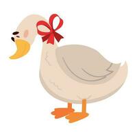 duck with bow icon isolated vector