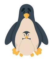 madres día, pingüinos mamá y hijo icono vector