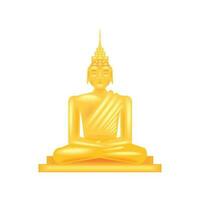 Buddha gold statue icon vector
