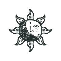 sun and moon esoteric colorless vector