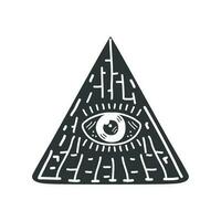 pyramid with eye esoteric colorless vector