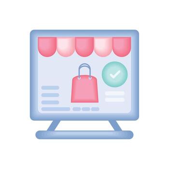 en línea compras computadora vector