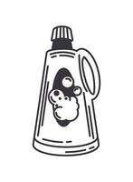 detergente botella limpieza garabatear icono aislado vector