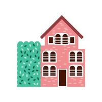 building with garden flat vector