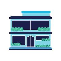 building and bushes flat vector