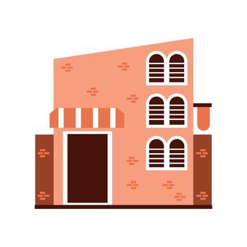 building with bricks flat vector