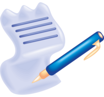 Buchhaltung Papierkram und Stift 3d Symbol isoliert png