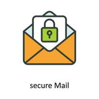 secure Mail Vector Fill outline Icon Design illustration. Seo and web Symbol on White background EPS 10 File