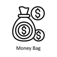 Money Bag  Vector  outline Icon Design illustration. Seo and web Symbol on White background EPS 10 File