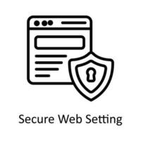 Secure Web Setting  Vector  outline Icon Design illustration. Seo and web Symbol on White background EPS 10 File