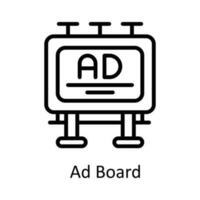 anuncio tablero vector contorno icono diseño ilustración. seo y web símbolo en blanco antecedentes eps 10 archivo