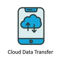 Cloud Data Transfer  Vector Fill outline Icon Design illustration. Seo and web Symbol on White background EPS 10 File