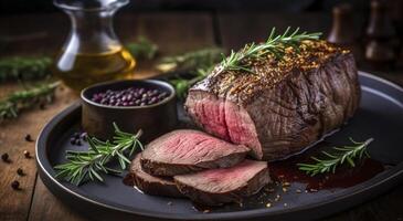 Roasted beef tenderloin meat photo