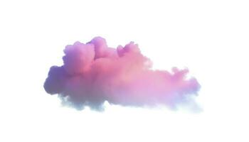 3d render, glowing colorful soft cloud isolated on white background. Fluffy cumulus atmosphere phenomenon. Realistic sky clip art element, generate ai photo