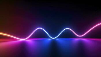 3d rendering, the abstract background of colorful neon wavy lines glowing in the dark. Modern simple wallpaper, generates ai photo