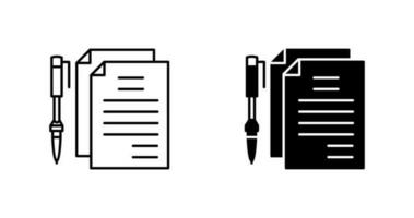 documentos únicos e icono de vector de pluma