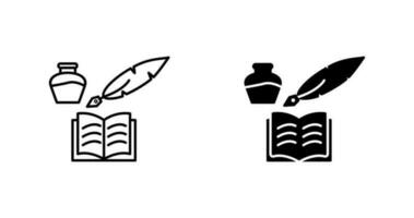 icono de vector de pluma y libro único