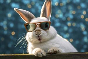 Happy cool rabbit funny , photo