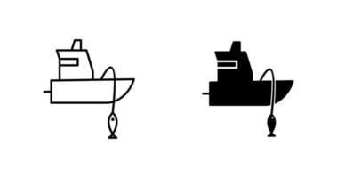 icono de vector de barco de pesca