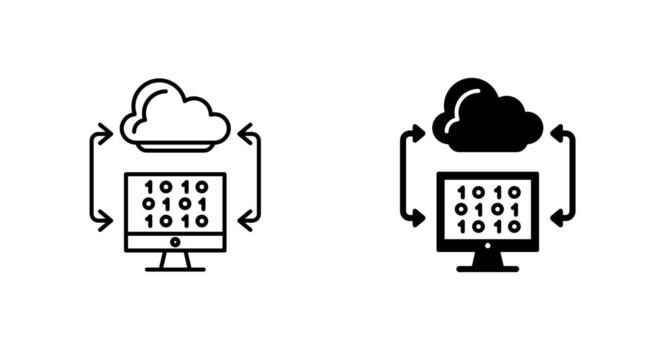 icono de vector de codificación de nube