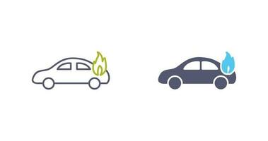 coche único en icono de vector de fuego