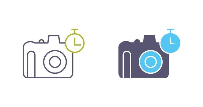 temporizador único en el icono de vector de cámara