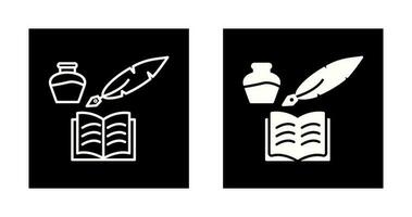 icono de vector de pluma y libro único