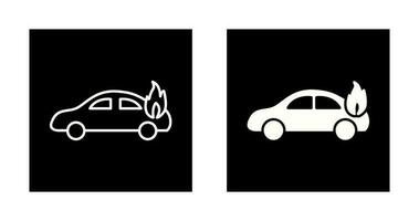 coche único en icono de vector de fuego