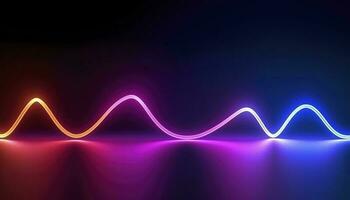 3d rendering, the abstract background of colorful neon wavy lines glowing in the dark. Modern simple wallpaper, generates ai photo