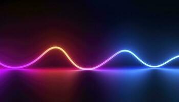 3d rendering, the abstract background of colorful neon wavy lines glowing in the dark. Modern simple wallpaper, generates ai photo