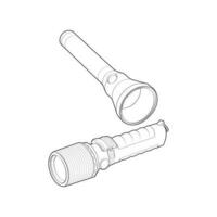 Set of flashlight Line Art, Unique Image Collection for Coloring Books vector