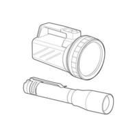 Set of flashlight Line Art, Unique Image Collection for Coloring Books vector