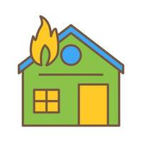 casa única en icono de vector de fuego