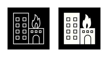 icono de vector de edificio en llamas único