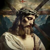 The sufferings of Jesus Christ in the crown of thorns. AI generativ. photo