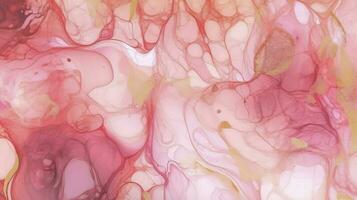 Abstract alcohol ink texture marble style background pink and gold texture, Pink abstract alcohol ink background fluid watercolor, generate ai photo