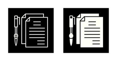 documentos únicos e icono de vector de pluma