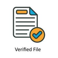 Verified File Vector Fill outline Icon Design illustration. User interface Symbol on White background EPS 10 File