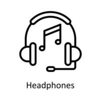 Headphones Vector  outline Icon Design illustration. User interface Symbol on White background EPS 10 File