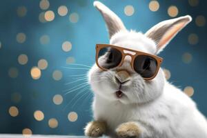 Happy cool rabbit funny , photo