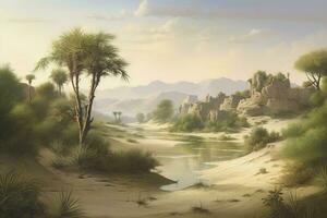 Desert Oasis Capture the beauty of the desert, generate ai photo