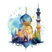 Vector watercolor ramadan kareem greeting. image created ai photo