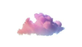 3d render, glowing colorful soft cloud isolated on white background. Fluffy cumulus atmosphere phenomenon. Realistic sky clip art element, generate ai photo