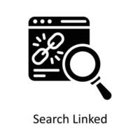Search Linked Vector Solid Icon Design illustration. Seo and web Symbol on White background EPS 10 File